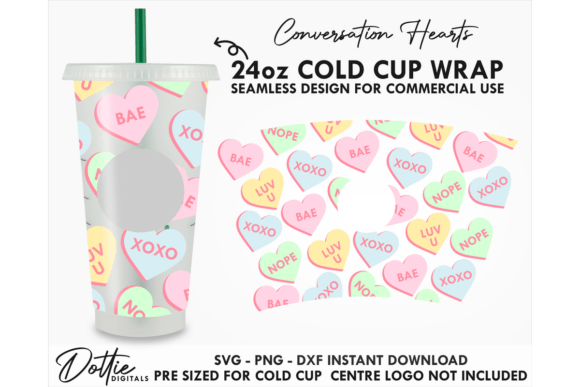 Candy Hearts Valentine Cold Cup SVG 24oz Review