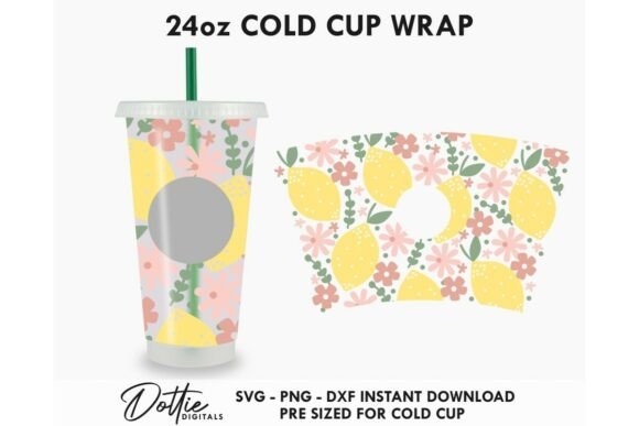 Ditsy Lemons Cold Cup SVG 24oz