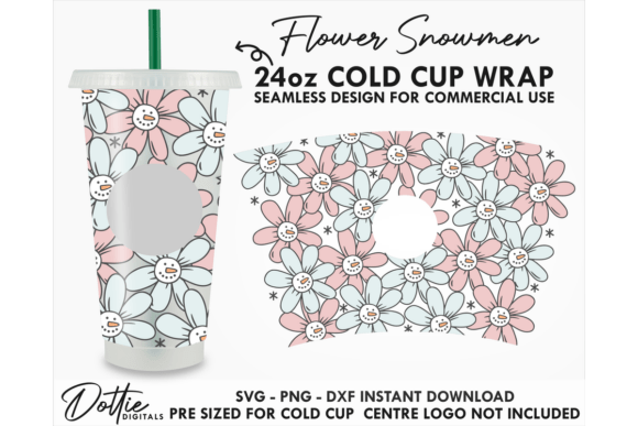 Flower Snowman Cold Cup SVG