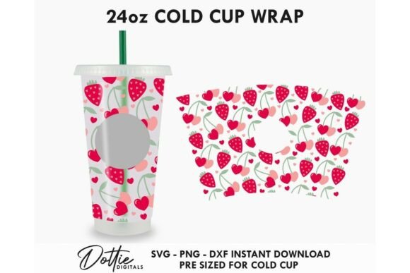 Fruity Hearts Cold Cup SVG 24oz