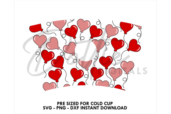 Heart Balloons Cold Cup SVG