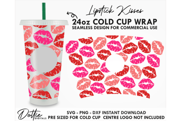 Kisses Valentines Cold Cup SVG 24oz