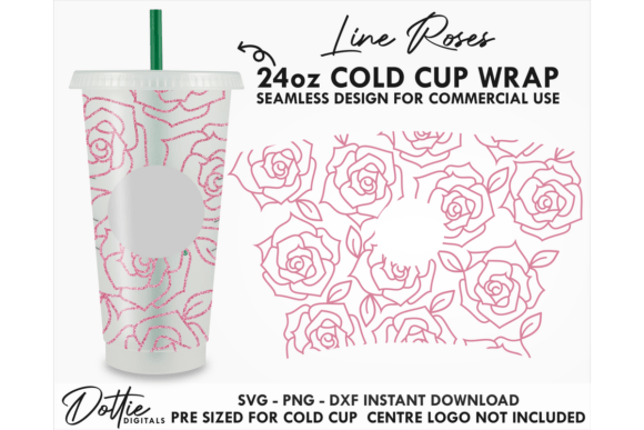 Line Roses Cold Cup SVG 24oz Review for Embroidery Projects