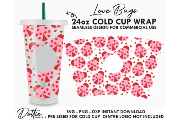 Love Bug Valentines Cold Cup SVG 24oz