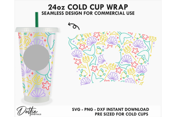 Mermaid Cold Cup SVG 24oz