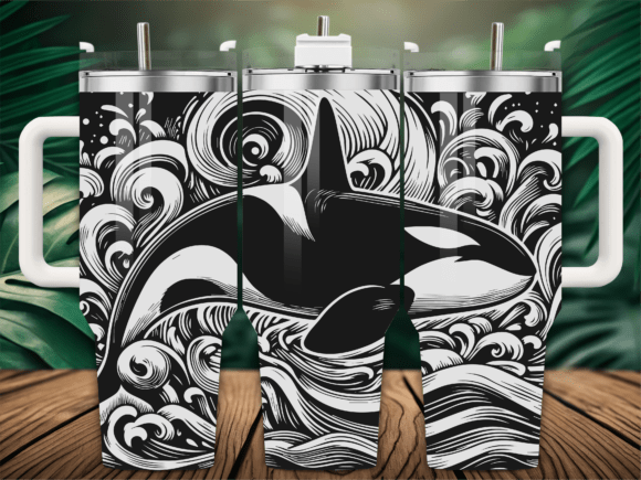 Ocean Waves Orca Tumbler SVG