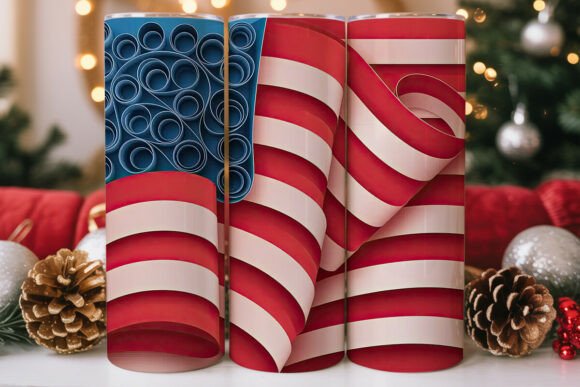 Patriotic Paper Flag 20oz Tumbler Wrap