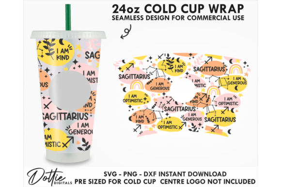 Sagittarius Star Sign Cold Cup SVG 24oz
