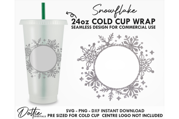 Snowflakes Cold Cup SVG 24oz Winter