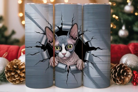 Sphynx Cat Ripped Metal 20oz Tumbler
