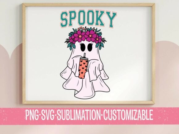 Spooky Floral Ghost with Tumbler SVG PNG