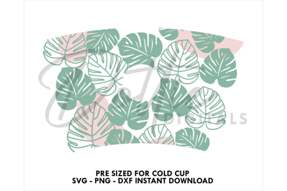 Tropical Leaves Cold Cup SVG 24oz